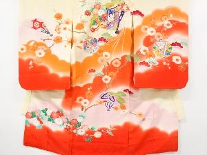 アンティーク　檜扇毬に花模様一つ紋着物